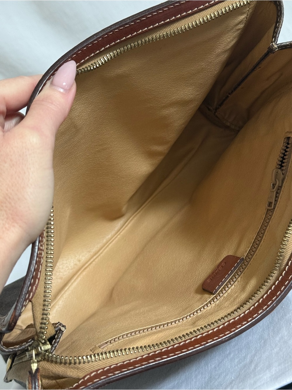 Celine Macadam Clutch Bag Vintage Brown PVC Leather Large Pouch - Picture 14 of 15